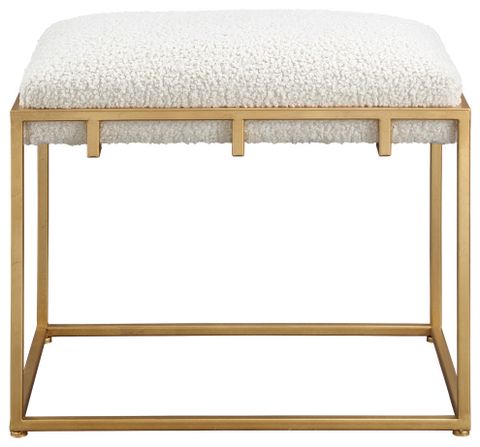 Paradox Small Gold & White Shearling Bench - Contemporary - Upholstered ... throughout Paradox Small Gold & White Shearling Bench